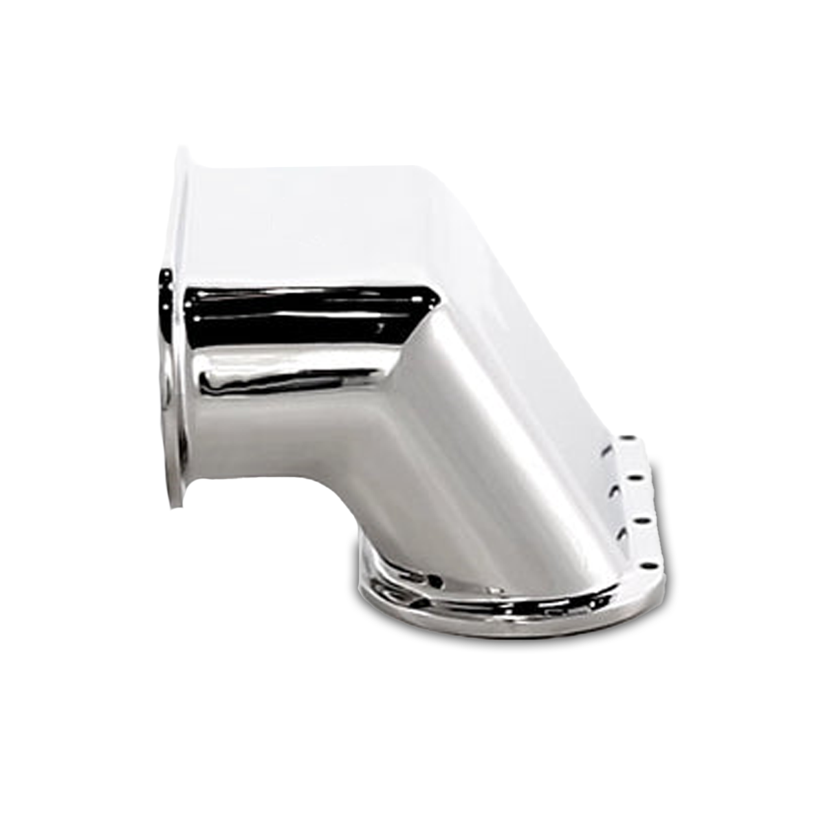 A stainless steel 8-inch wide hawse pipe designed for marine applications to guide anchor lines.