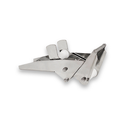 A stainless steel small swivel bowsprit with angled rollers, designed for vessels up to 30' / 10m.