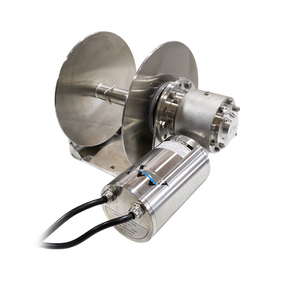 Metallic propeller system on a white background