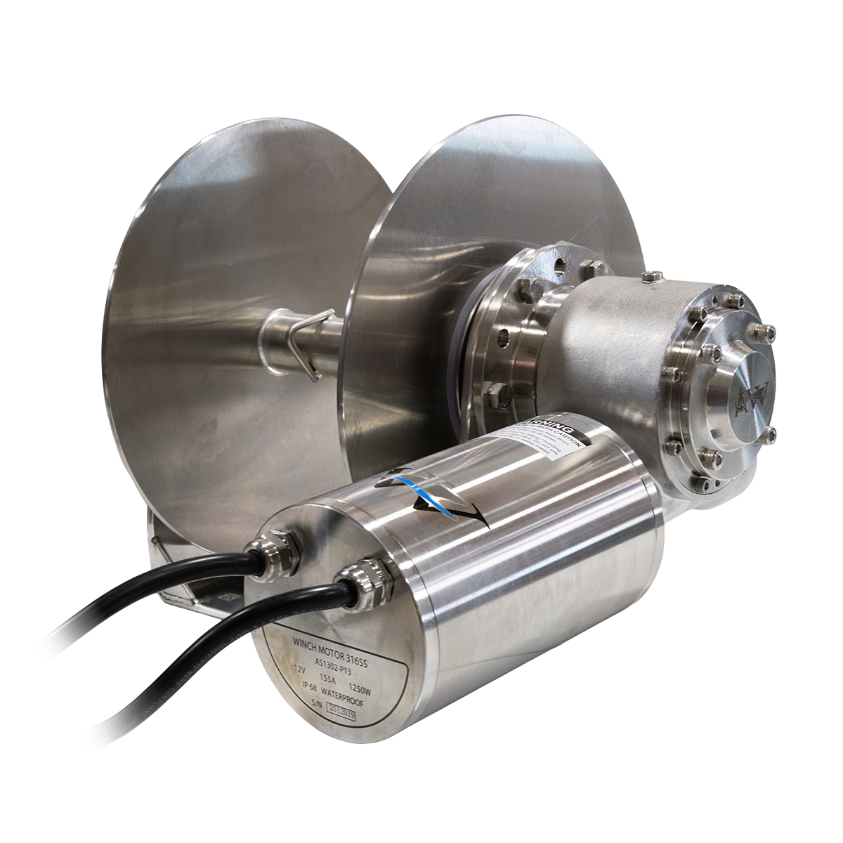 Metallic cylindrical device with wiring on a white background