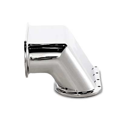 A stainless steel 8-inch wide hawse pipe designed for marine applications to guide anchor lines.